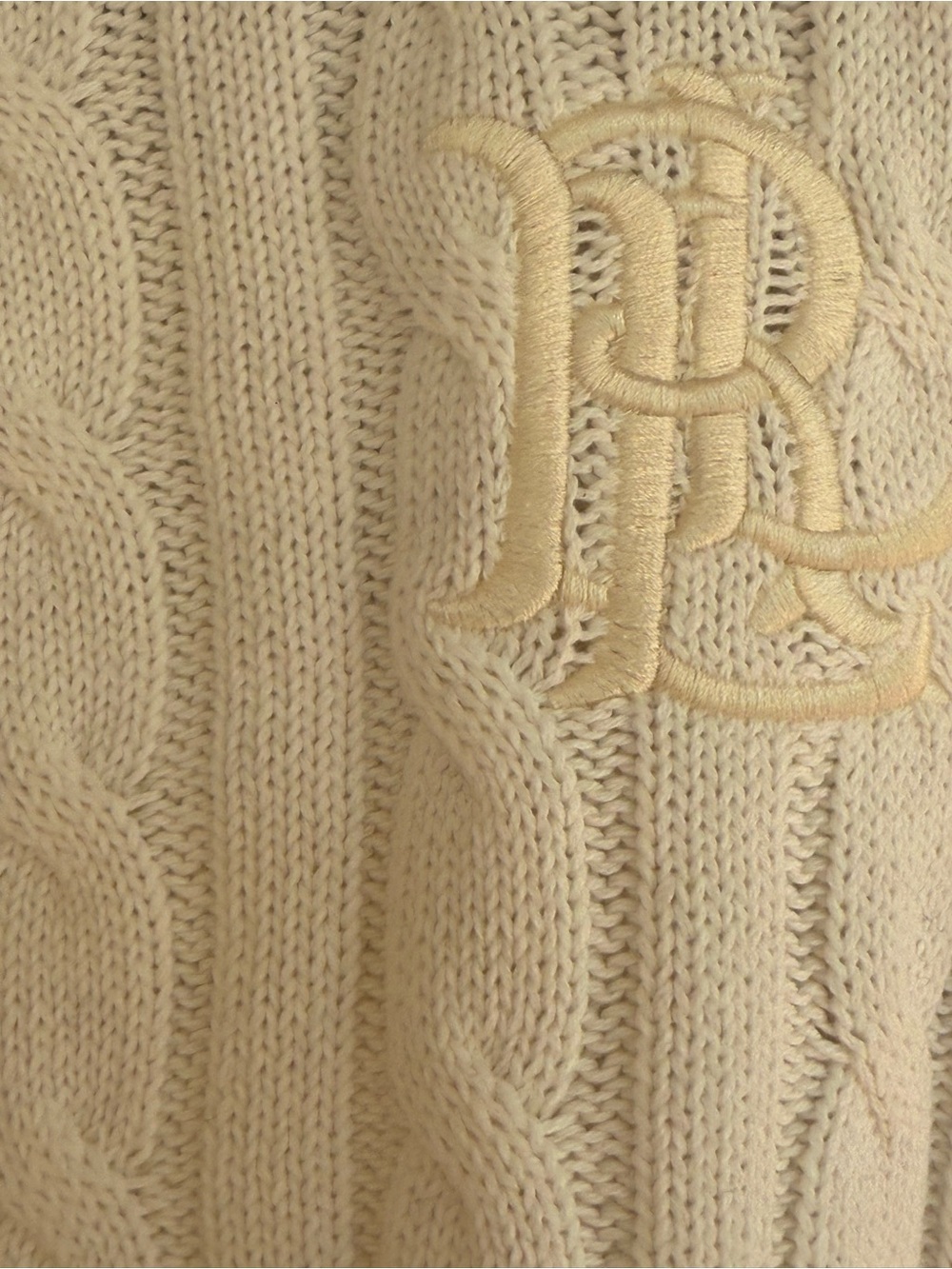 Ralph Lauren White Cable-Knit Crewneck Sweater Size L - Picture 4 of 6